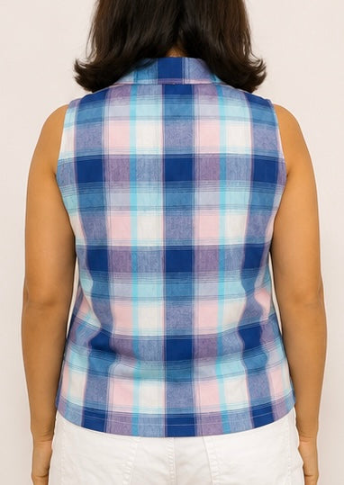 Ocean Plaid Sleeveless Top