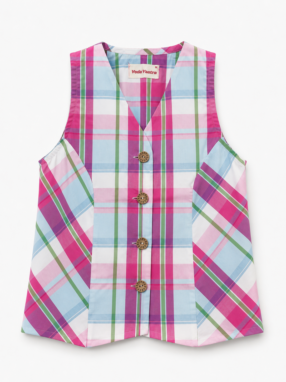 Pastel Plaid Sleeveless Vest