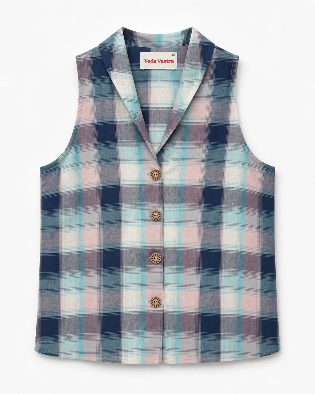 Ocean Plaid Sleeveless Top