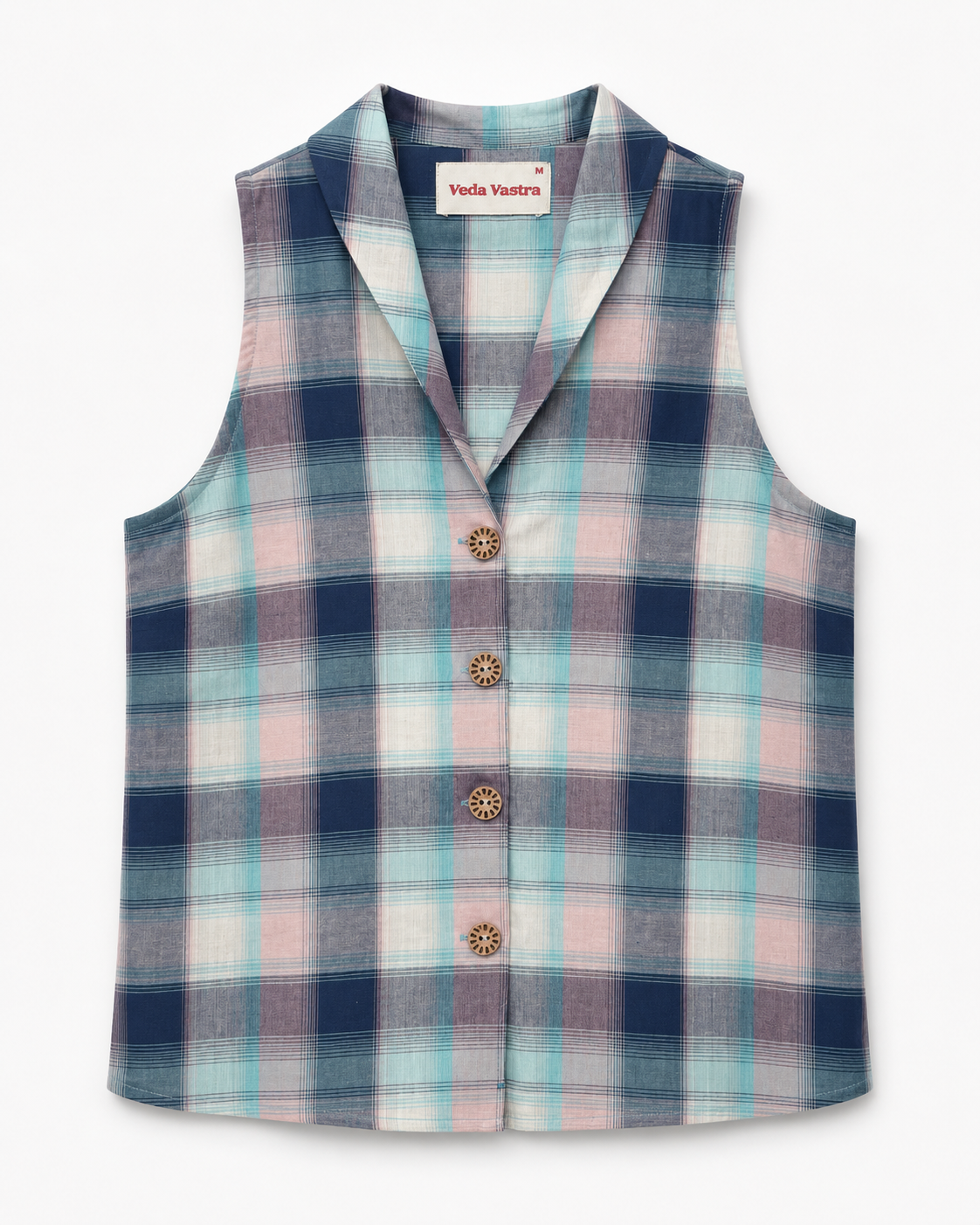 Ocean Plaid Sleeveless Top