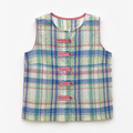 Pastel Plaid Frog Closure Vest